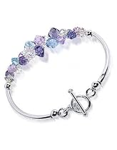 Clear & Lavender Swarowski Crystal Sterling Silver 7.5" Bracelet With Toggle Clasp