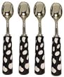 Decorative Condiment Spoon with Black and White Resin Handle Set of Four