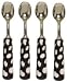 Decorative Condiment Spoon with Black and White Resin Handle Set of Four