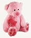 SOFT TOY - Sitting Cub Bear (with Fish), Pink [This charming, fluffy cub-bear with a ...