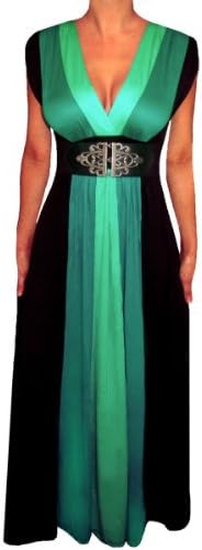 FUNFASH WOMENS PLUS SIZE SLIMMING BLACK COLOR BLOCK LONG MAXI PLUS SIZE DRESS