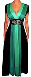 FUNFASH EMERALD GREEN BLACK COLOR BLOCK MAXI DRESS WOMEN Plus Size 2X 22 24 Made in USA