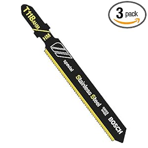 Bosch T118AHM3 3-Inch, 24TPI, TC Bosch Shank Jigsaw Blade, 3 Pack