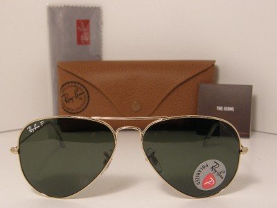 RAY-BAN AVIATOR GOLD FRAME GREY POLARIZED LARGE RB3025 001 58 62MM product image