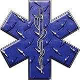 Star of Life EMT EMS Diamond Plate Blue 4