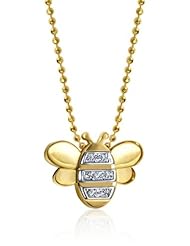 Alex Woo "Little Seasons" Diamond and 14k Yellow Gold Bee Pendant Necklace, 16"