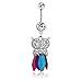 WILLTOO 1PC Cute Crystal Owl Dangle Belly Button Bar Navel Ring Body Piercing Jewelry (Multicolor)