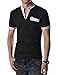 TheLees Mens Casual Slim Fit Stripe Patched Collar Point Short Sleeve Tshirts