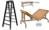 6" Black Folding Ladder & Brown Breakaway Table - Wrestling Figure Accessories (For WWE/TNA Action Figures)IMAGE