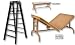 6" Black Folding Ladder & Brown Breakaway Table - Wrestling Figure Accessories (For WWE/TNA Action Figures)_s-1
