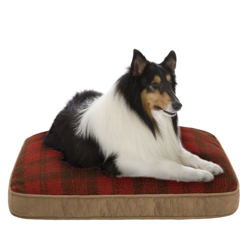 JLA Pets Tartan Plaid Berber Napper 30 by 42-Inch Dog Bed, Red