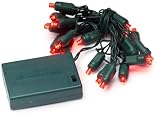 Bethlehem Lighting 20-Lamp 5mm Wide-Angle LED Battery-Operated Lighting Set, Red