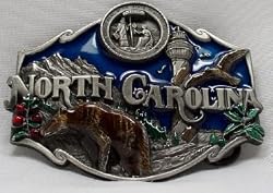 North Carolina 3-D Enamel Pewter Belt Buckle