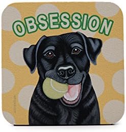 Retro Pets Black Lab Foam Rubber Coaster 4 x 4 Inches (RP107)