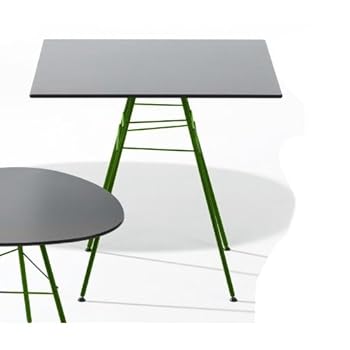 Leaf Table de Jardin - quadrique gris/piètement vert mat