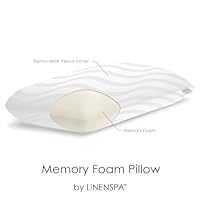 LinenSpa® Memory Foam Molded Pillow with Luxurious Cotton Velour Washable Cover