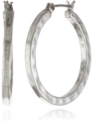 Lucky Brand Silver-Tone Small Hammered Round Hoop Earrings