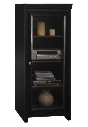 Bush Furniture Stanford Audio Cabinet with 2 Adjustable Shelves in Black and Cherry