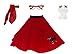 Hip Hop 50s Shop 4 Piece Child Poodle Skirt Costume Set, Size Small Red