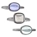 Sterling Silver Green Obsidian Oval, Smoky Square and Lavender Oval Glass Ring Set