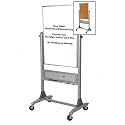 Mobile Reversible Board, 30"x40", Melamine/Cork, Platinum (BLT669RUHC) Category: Bulletin and Cork Boards