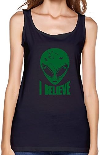Lady I Believe Green Alien 100% Cotton Tank Top Tee-shirts