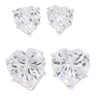 Sterling Silver Heart Shape Cubic Zirconia 2 Piece Earring Set