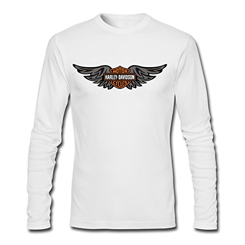 Harley Davidson Logo Wings for Men Printed Long Sleeve Cotton T-shirt