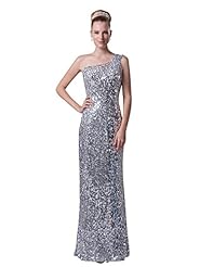 Floor Length Natural   Waistline One Shoulder Lace Sequined Sheath Evening Dress/Prom Dress 
