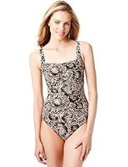 Post Surgery Ultimate Tummy Control Faux Snakeskin Print Swimsuit