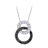 14K White Gold 1/5 ct. Black and White Diamond Interlock Pendant with Chain