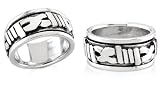 Oxidized Celtic Spinner Ring Band Sterling Silver Rhodium Finish