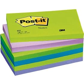 Post-it Notes - Cool Neon Rainbow Neon Green, Neon Purple, Retro Green, Klippan blue, Periwinkle Blue - 6 Pads Per Pack - 100 Sheets Per Pad - 76 mm x 127 mm