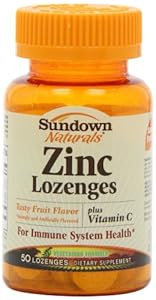 Sundown Naturals Zinc Lozenges Plus Vitamin C & Echinacea, Fruit Flavor, 50 Lozenges (Pack of 4)