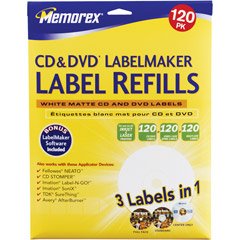 MEMOREX CD LABEL REFILL WHITE-120-PK