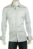 Corneliani Men's Blue Stripe French Cuff Dress Shirt, 16 (EU 41)