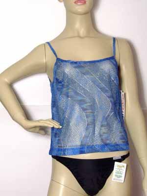 SOLAR Strand-Top blau mit silbernem Glanzeffekt, durchsichtig, Functional-Fashion Gr. 38 NEU