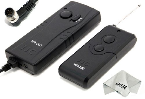 Wireless Remote Shutter For Nikon D2H, D1X, D1H, D1, D2X, D2XS, D200, D300, D3, D100, F5, F6, F100, F90, F90X, KODAK DCS-14N; Fujifilm Finepix S3PRO, S5PRO DSLR Cameras With Ultra Fine Microfiber Cleaning Cloth GOJA Logo