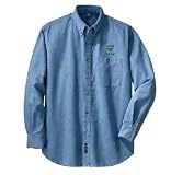 Personalized custom embroidered LPN nurse design on denim shirt