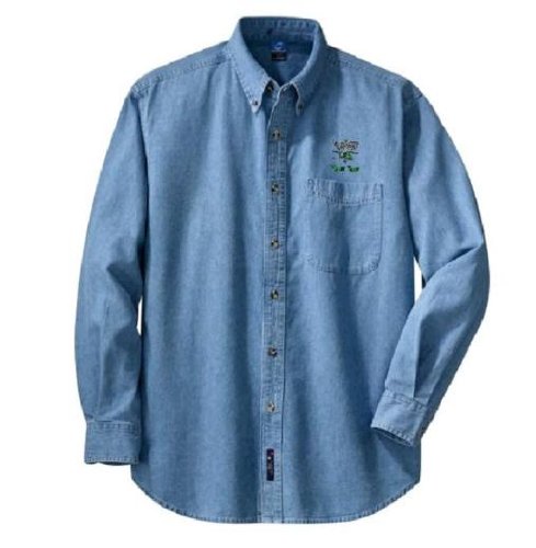 Personalized custom embroidered LPN nurse design on denim shirt