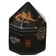 Handmade 9" Black Leather Painted Dragon & Phoenix Storage/Gift Box