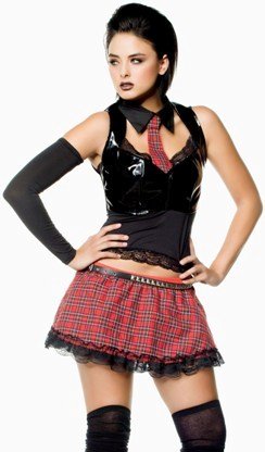 Sexy Goth School Girl Punk Fetish Halloween Costume 