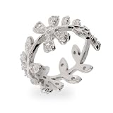 Eve's Addiction Sterling Silver CZ Vine Ring
