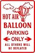HOT AIR BALLOON PARKING plane hobby NEW sign