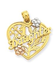 14k Gold Yellow & Rose Gold w/Rhodium #1 Daughter in Heart Pendant