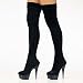 SKINTIGHT 6 Inch Spike Heel Boots On 1 3/4 Inch Platform Black Velvet/Black Lucious