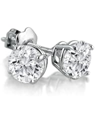 IGI Certified 14K White Gold Round Diamond Stud Earrings (1cttw G-H I1-I2)