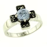 Sterling Silver Lavender Cz Celtic Cross Ring