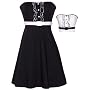 50's Rockabilly Tux Ruffle Sundress Dress JR Plus Size