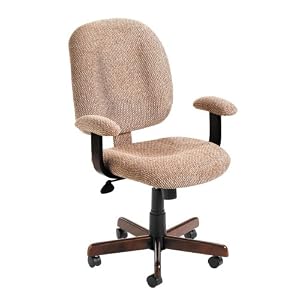 MID BACK ERGONOMIC TASK CHAIR WITH ARMREST IN CHENILLE FABRIC-B490